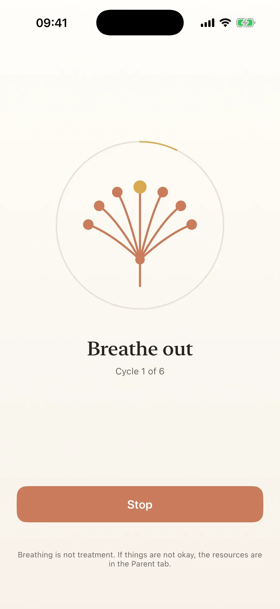 Guided breathing: the umbel opens as you breathe in