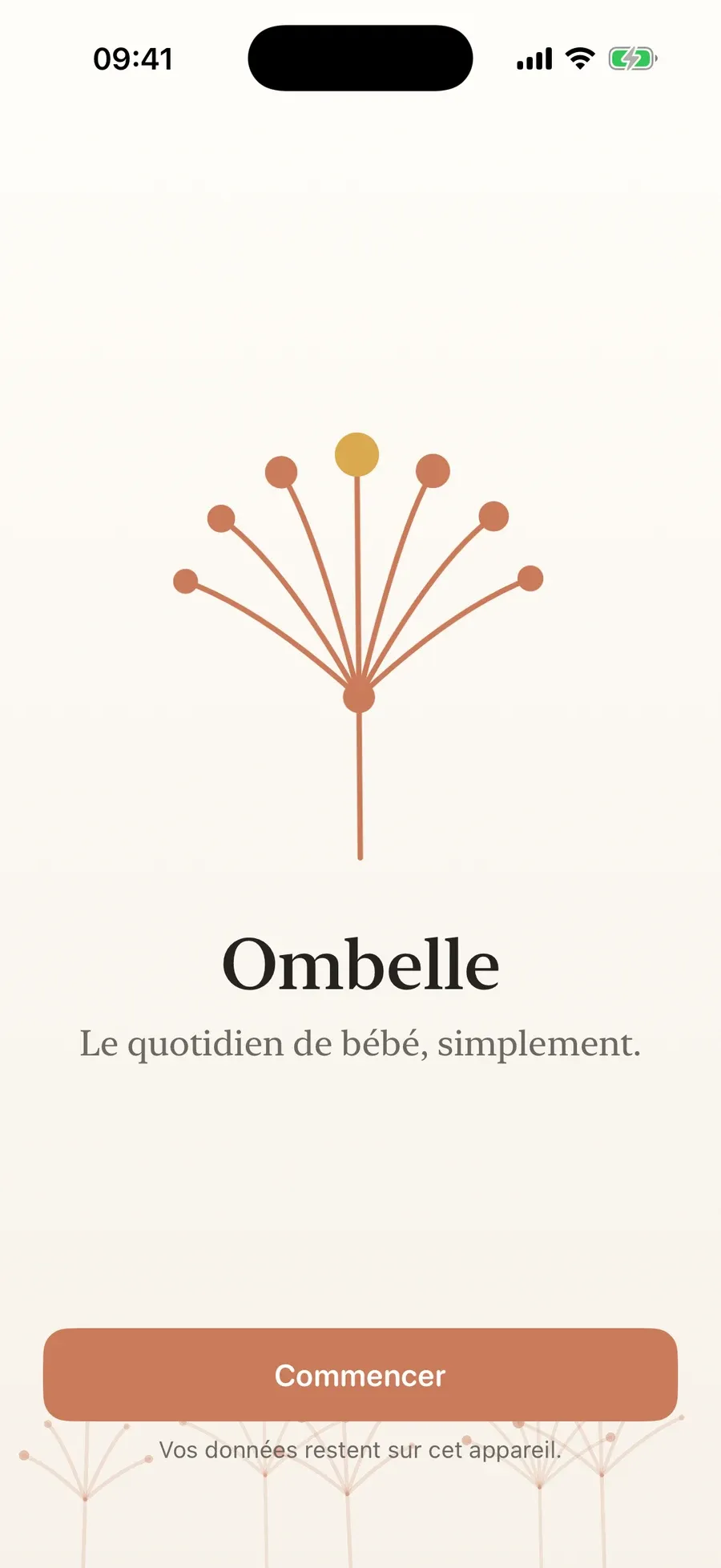 Écran de promesse : l'ombelle s'ouvre, « Le quotidien de bébé, simplement. »